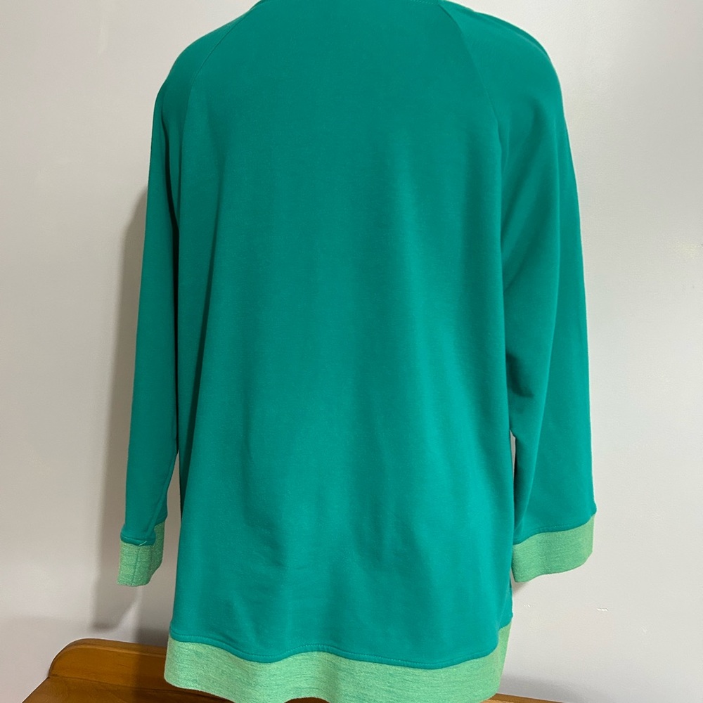 Weekends by Chico’s stylish aqua green, lightweight fleece pullover, sz 2/large - Picture 6 of 7